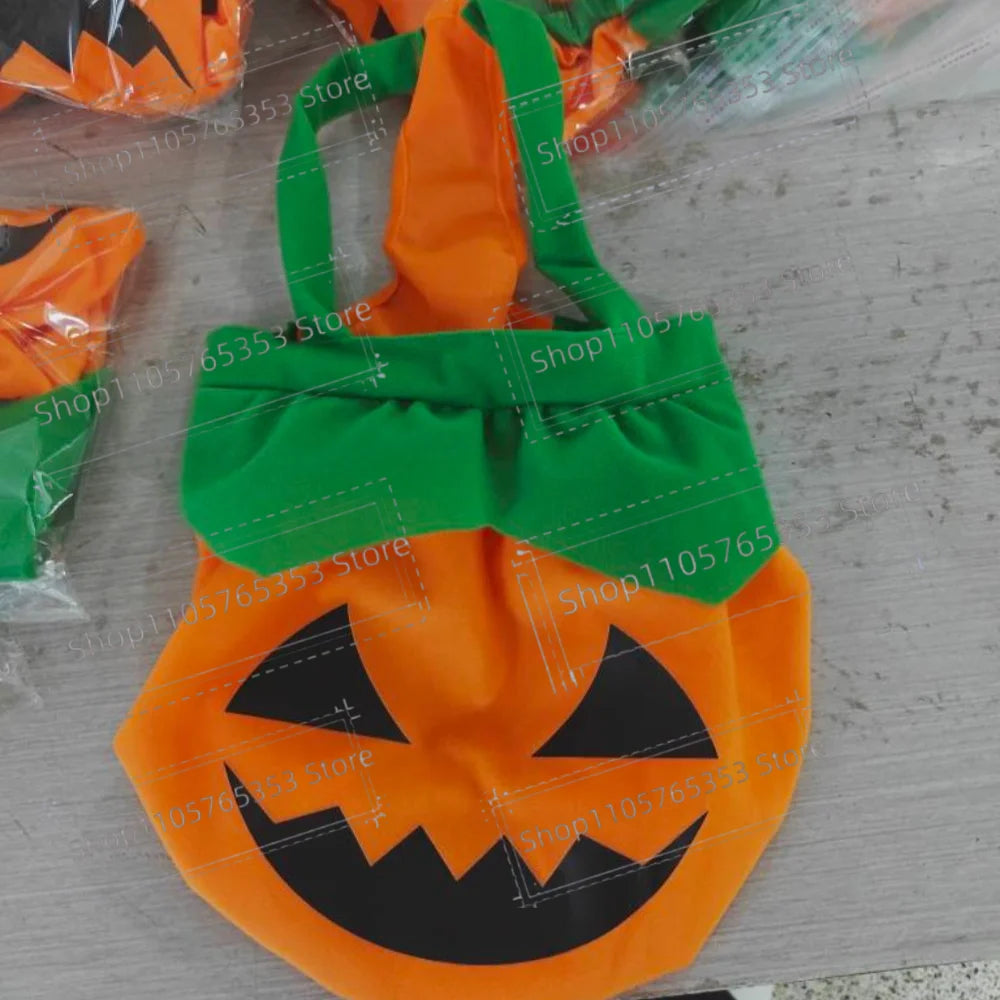 Cute Pumpkin Pet Harness Dress Funny Transformation Outfit Adjustable Pumpkin