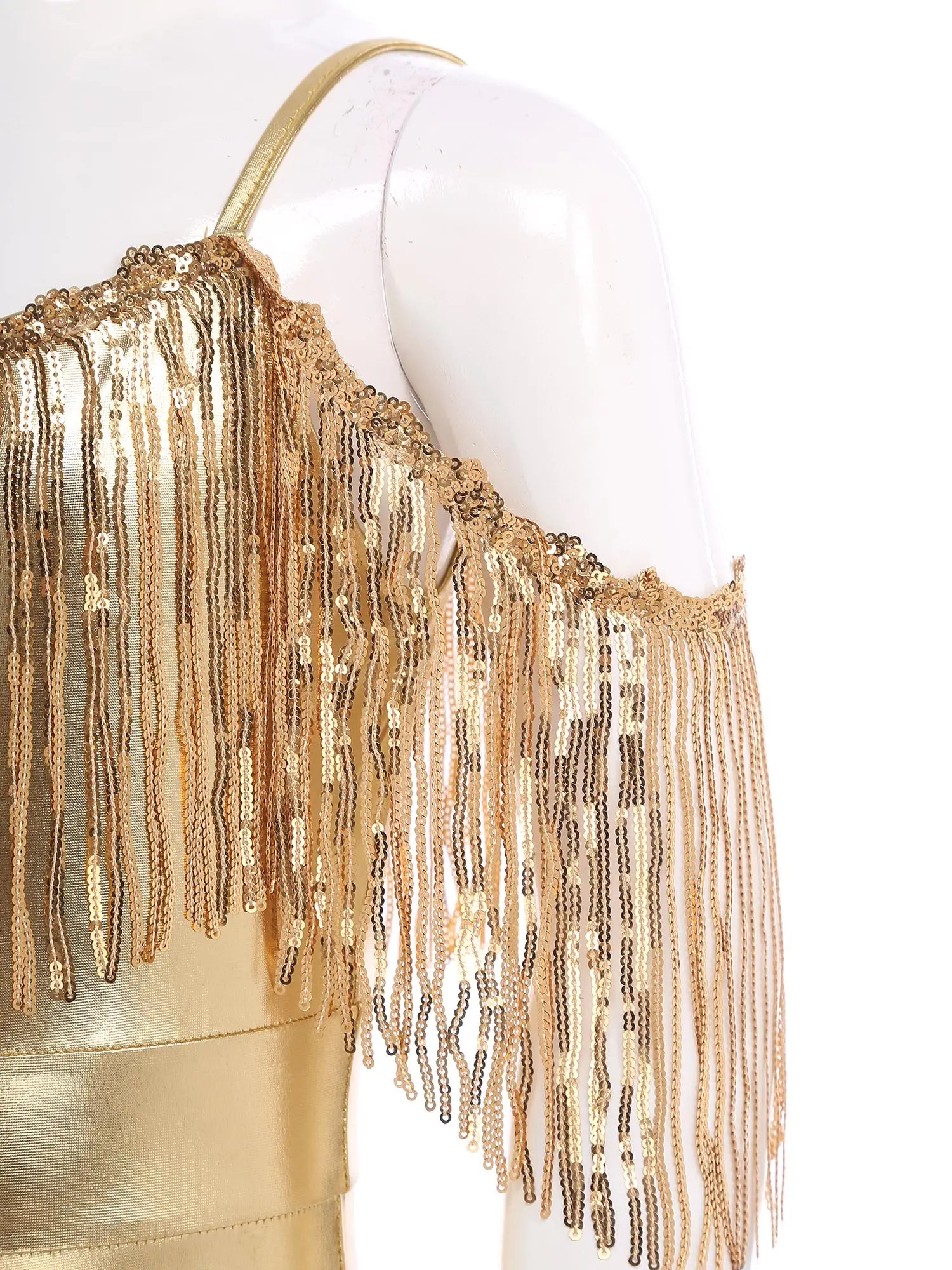 Kids' Disco Shiny Hippie Sleeveless Sequins Tassels 70s 80s Costume - alternate view 3