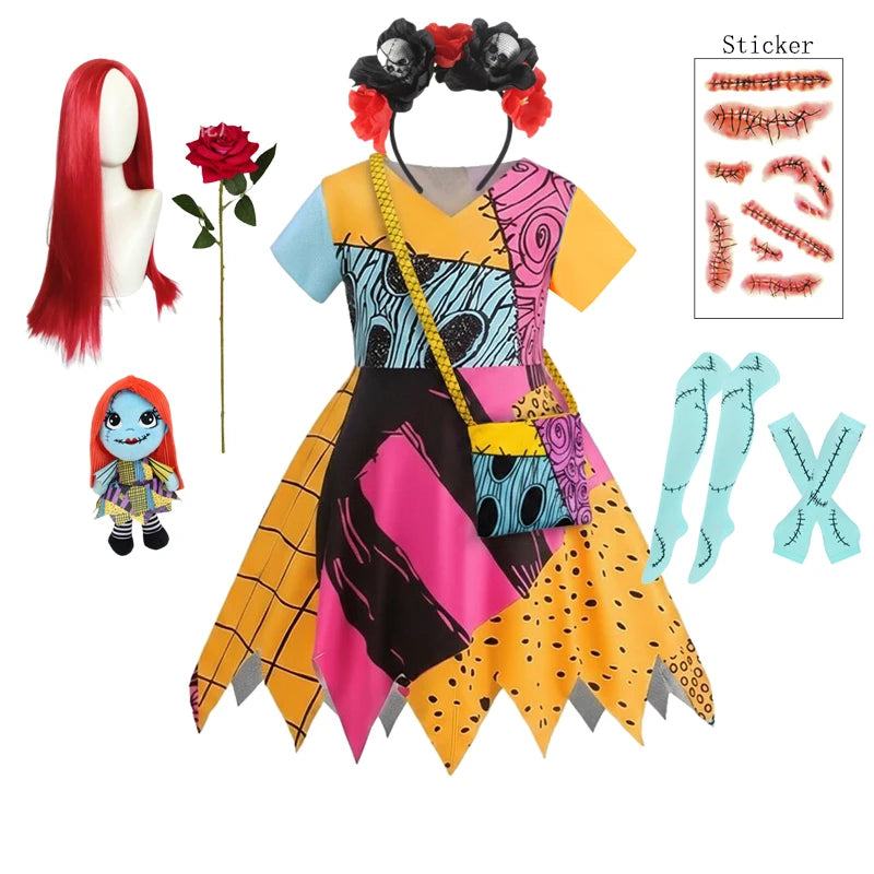 Kids' Horror the Nightmare Before Xmas Toddler Classic Sally Halloween Costume - B / 7-8T(140)