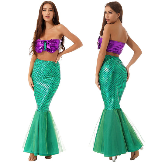 Halloween Anime Costume Fancy Costume Adult Mermaid Dress Princess Sequined Sexy Evening - Green / S