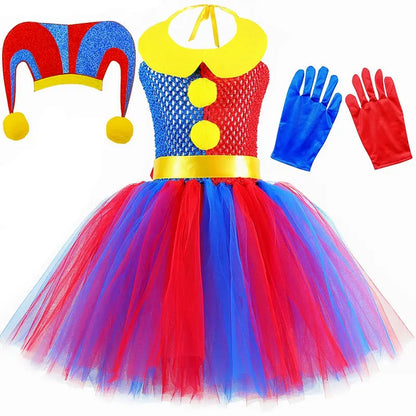 Amazing Digital Circus Pomni Costume Kids Tutu Dress Clothes Red Blue Halloween Clown Costumes Girl Fancy - product image 9
