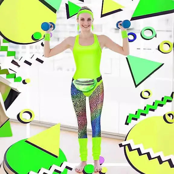 1980s Party Costume Women Sportswear Retro 80s Swimsuit Retro 80s Ladies Tracksuit Costume Set with - product image 2