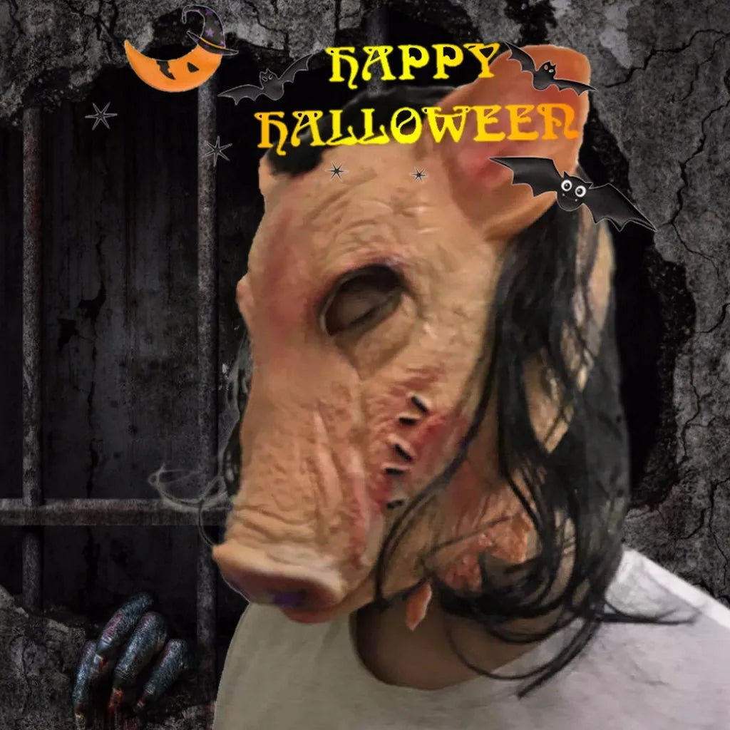 Horror Latex Animal Pig Mask Novelty Halloween Carvial Easter Costume Accessory Cosplay WineParty