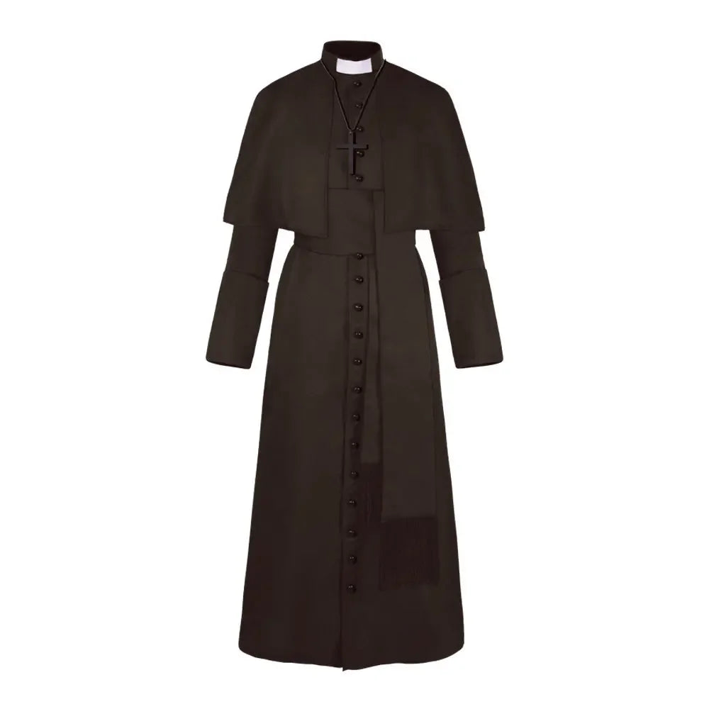 Adult Medieval Hooded Monk Renaissance Priest Uniforms Robe Witch Costume - alternate view 4