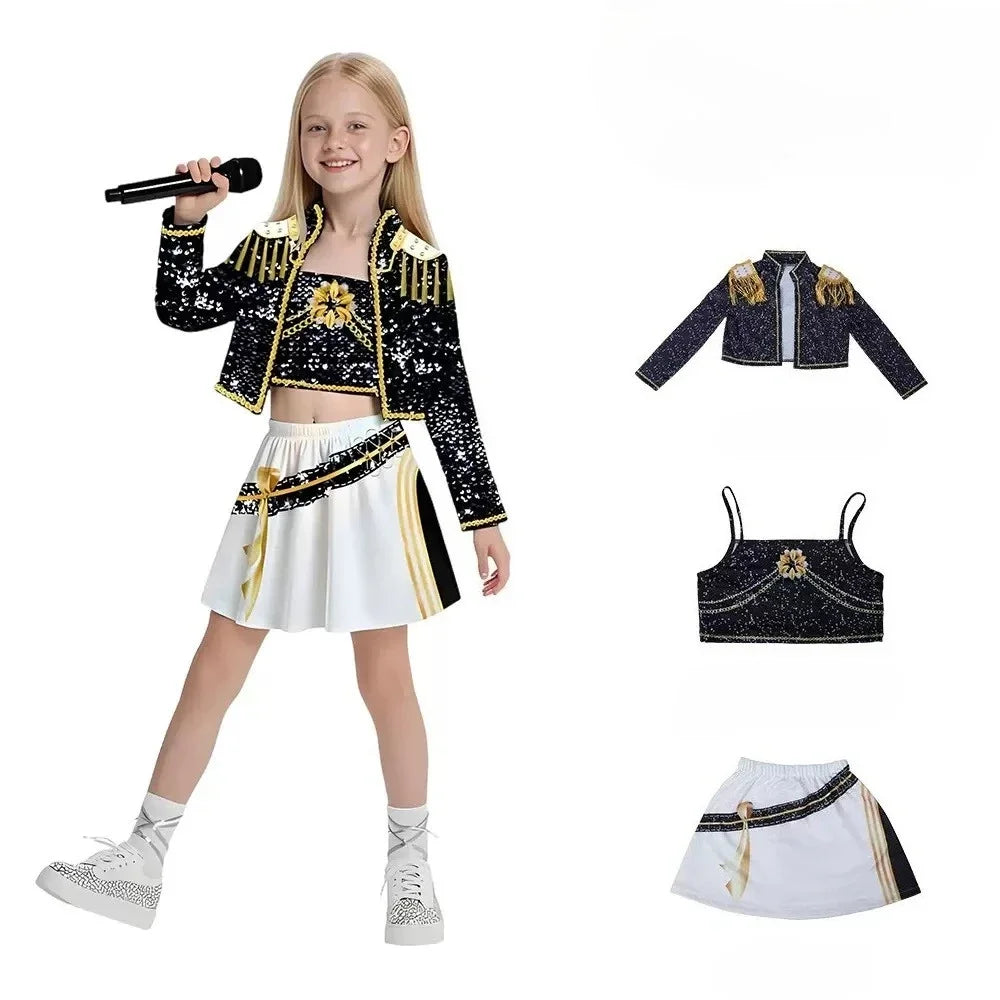 Warrior K Pop Disguise Rumi Costume Zoey Costume Mira Black 3D Printing Group Women - Q2 / 130cm
