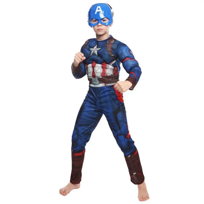 Kids' Boys Captain Rogers Blue Superhero Muscle America Jumpsuit Fantasia Costume - alternate view 5