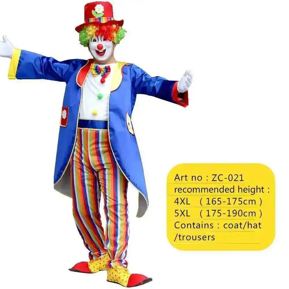 Adults Clown Costumes Joker Bodysuit for Men Magician Performance Fancy Halloween Outfits - Zc-018 / 4xl height165-175cm