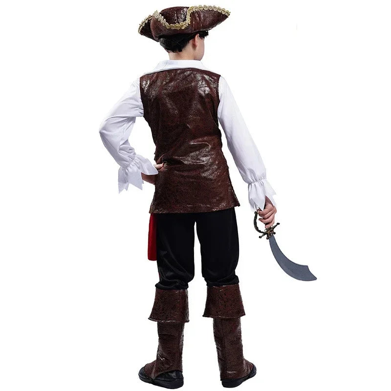 Halloween Costume Boys Pirate Cosplay Pirate Captain Jack Sparrow Purim Luxury Buccaneer Outfits R - product image 3