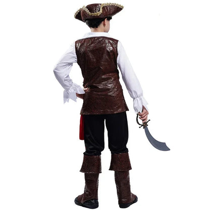 Halloween Costume Boys Pirate Cosplay Pirate Captain Jack Sparrow Purim Luxury Buccaneer Outfits R - product image 3