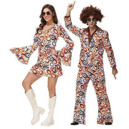 Men's Women Retro 70s 80s Hippie Costume Disco Rock Hip-Hop for Cosplay Couples Purim Halloween Party - product image 1