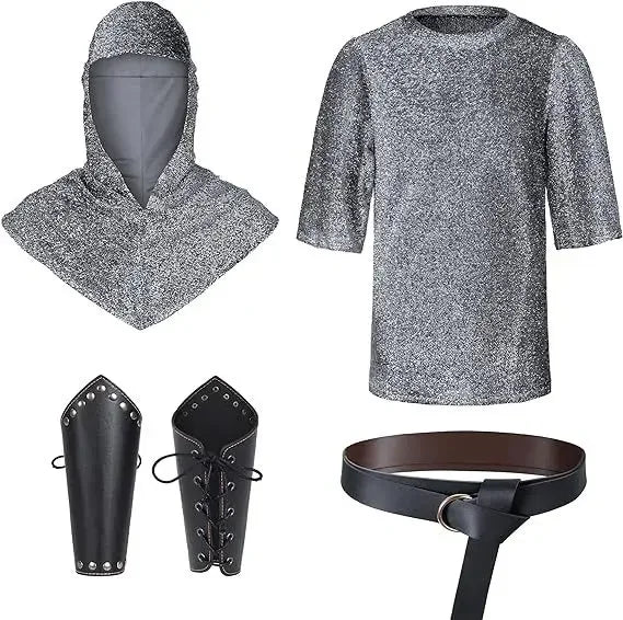 Renaissance for Men Outfits Armor Tunic Coif Cowl Crusader Costume Medieval Noble Knight - Hats / L