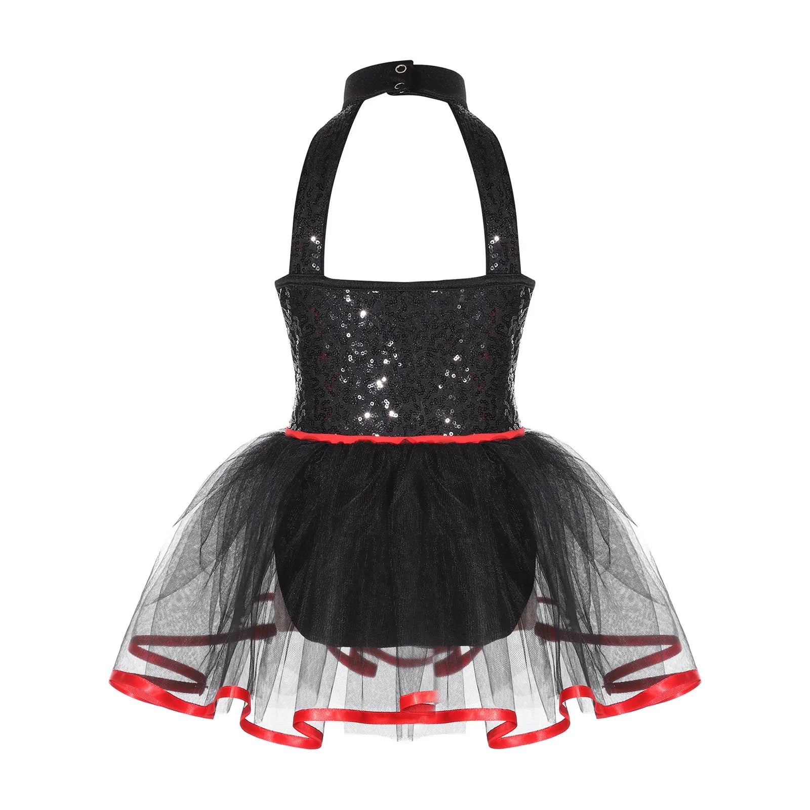 Kids' Girls Clown Jester Circus Halter Neck Checkerboard Sequins Tutu Costume - alternate view 2