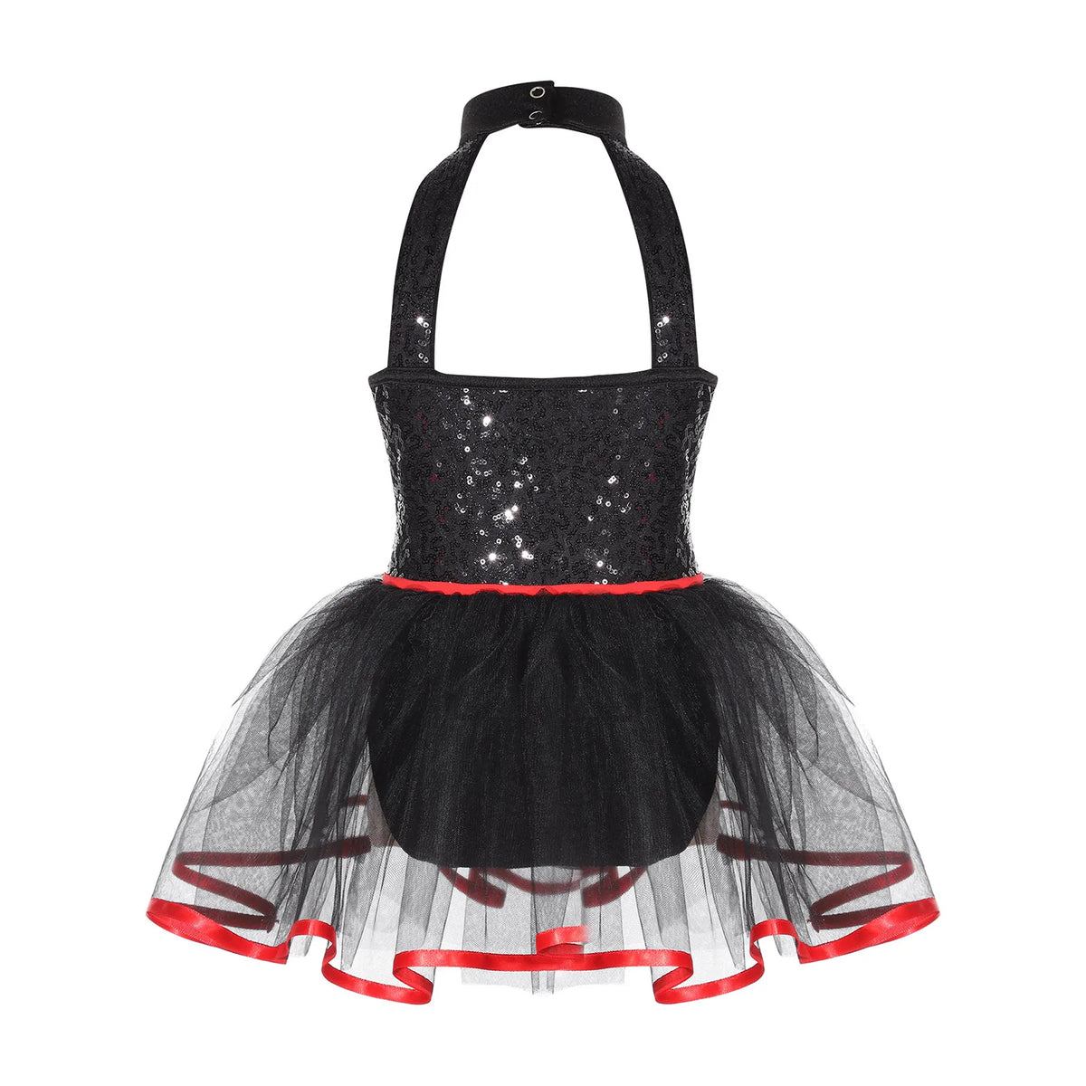 Kids' Clown Jester Circus Halter Neck Checkerboard Sequins Tutu Costume - alternate view 2