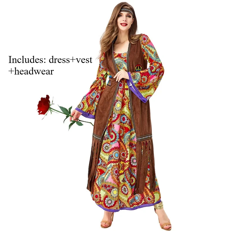 Halloween Costume 70s Outfits Adult Women Hippie Disco Dancing Dress Bohemian Rhapsody - View 7