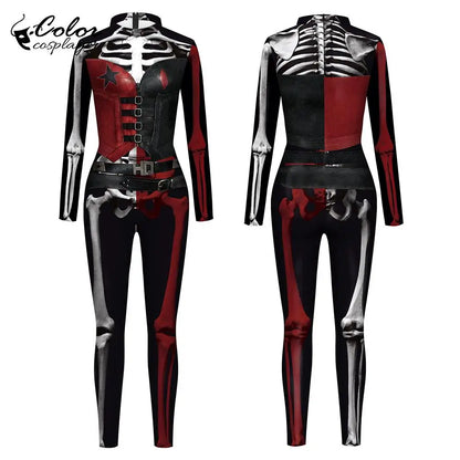 Color Cosplayer Clown Jumpsuit Hero Costume Halloween Dress Suit Leggings Sleeve Bodysuit - jumpsuit05 / S