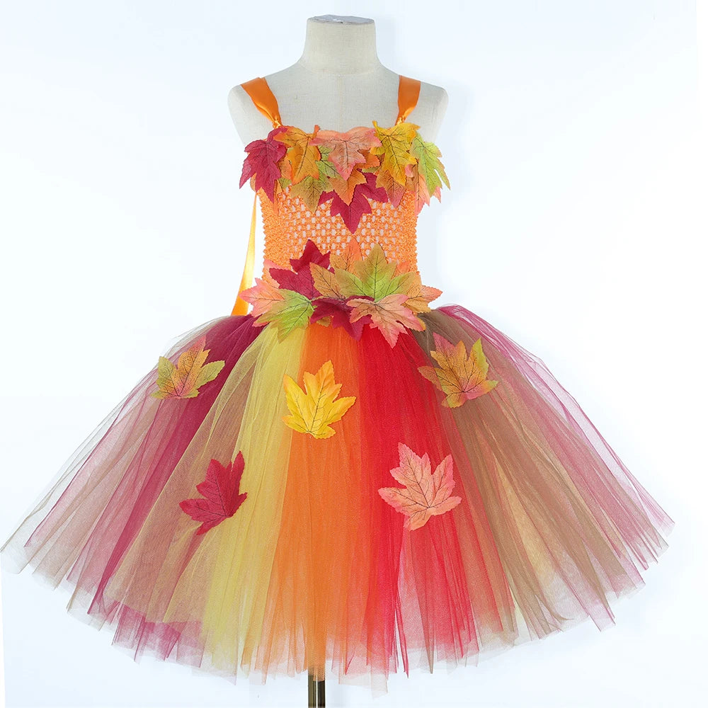 Girls Woodland Fairy Maple Leaf Halloween Costume Set