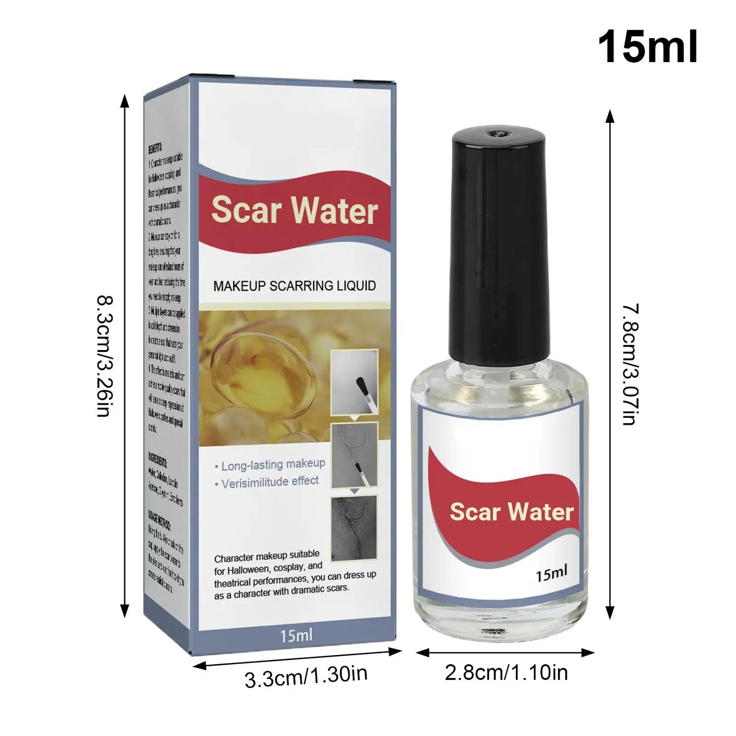 Liquid Collodion Fake Scar Liquid Makeup Scarring Liquid for Halloween 15ml Realistic Scar Liquid with Brush - product image 6