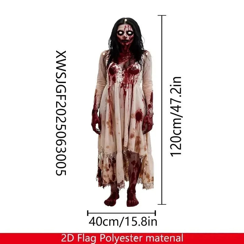 Halloween Horror Skull Bride Backdrop Gothic Skeleton Bride Photo Background - product image 10