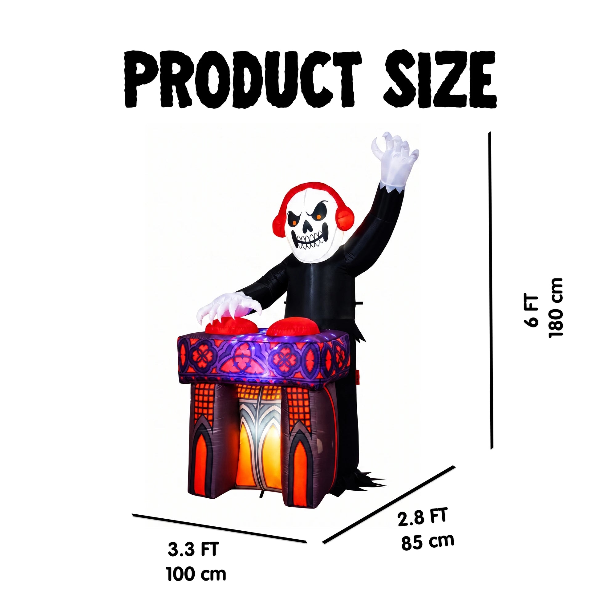 6FT DJ Skeleton Inflatable Decoration with Music Speaker & Music