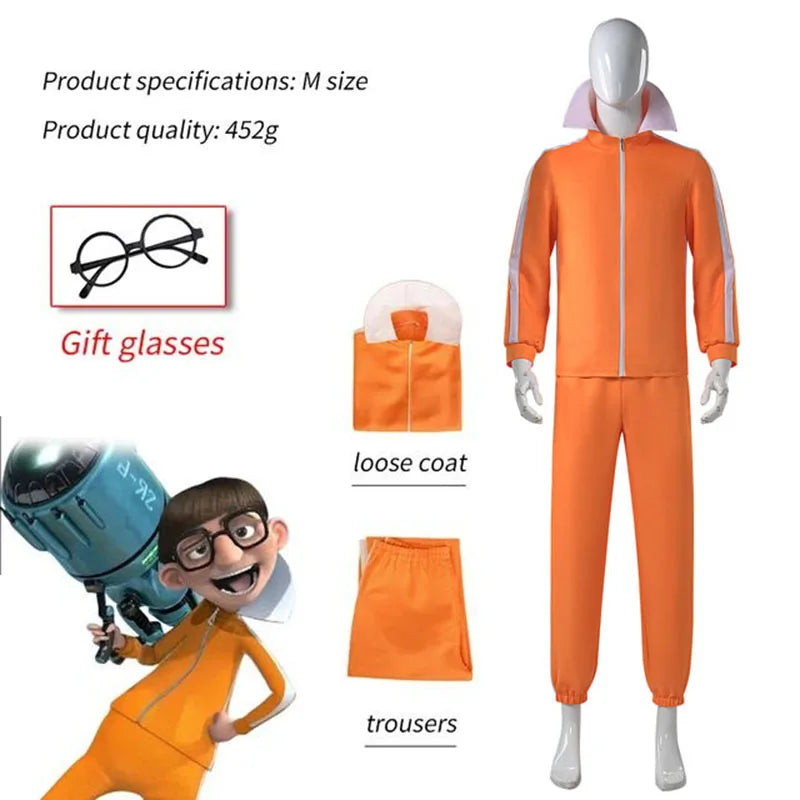 Vector-Inspired Orange Villain Costume for Adults | Jacket & Pants