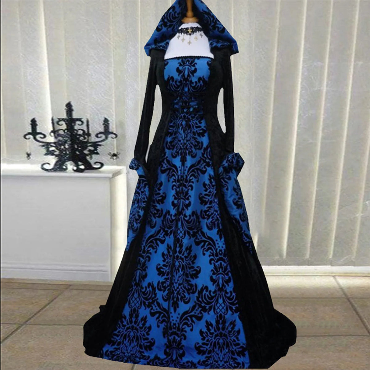 Costume Wicca Witch Medieval Dress Women Adult Plus Size Scary Costume Gothic Wizard