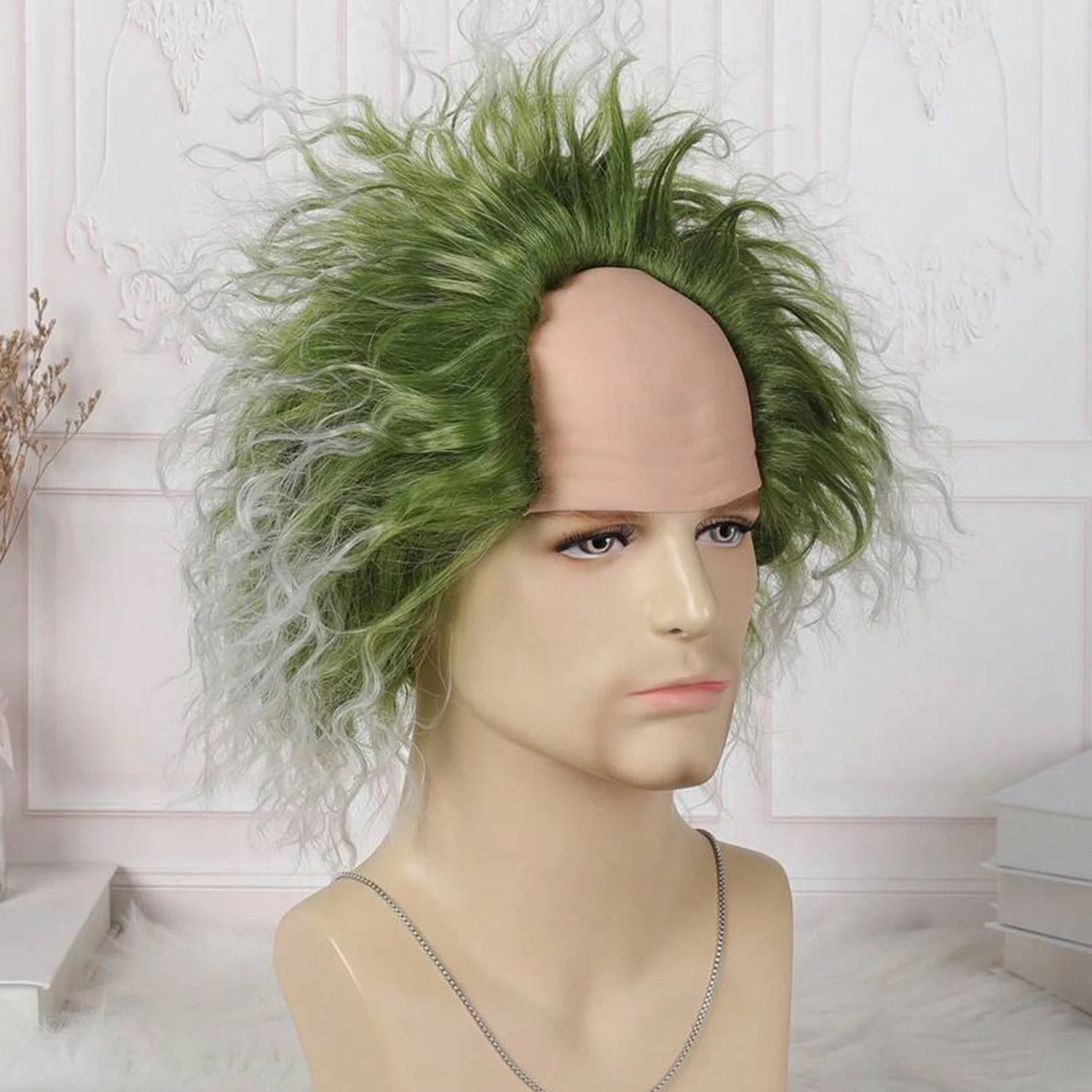 Green Wigs for Costume Men Black White Suit Costume Cute Green Wig