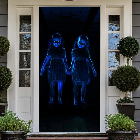 Horror Twins Banner Backdrop Trick or Treat Killer Decoration