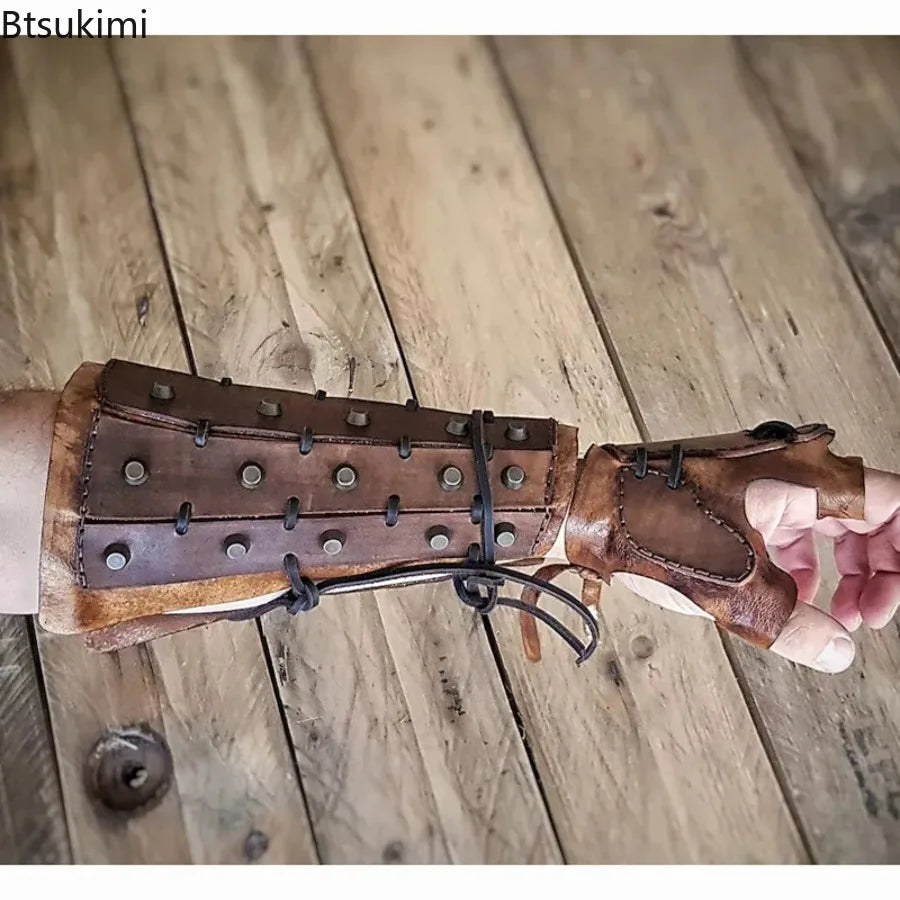 Medieval Viking Arm Bracers - Lace-Up Costume Armor - view 2