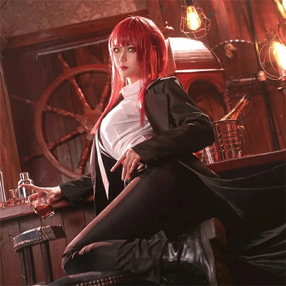 Anime Chain Saw Makima Costume Sawman Makima Costume for Men Women Suits Wigs Trench Shirt - Full Set Suits / XXXL