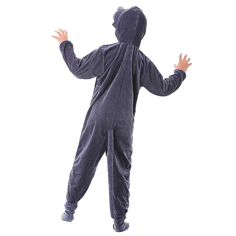 Wolf Costume for Adult Kids Funny Werewolf Costume Long Sleeve Animal Jumpsuit