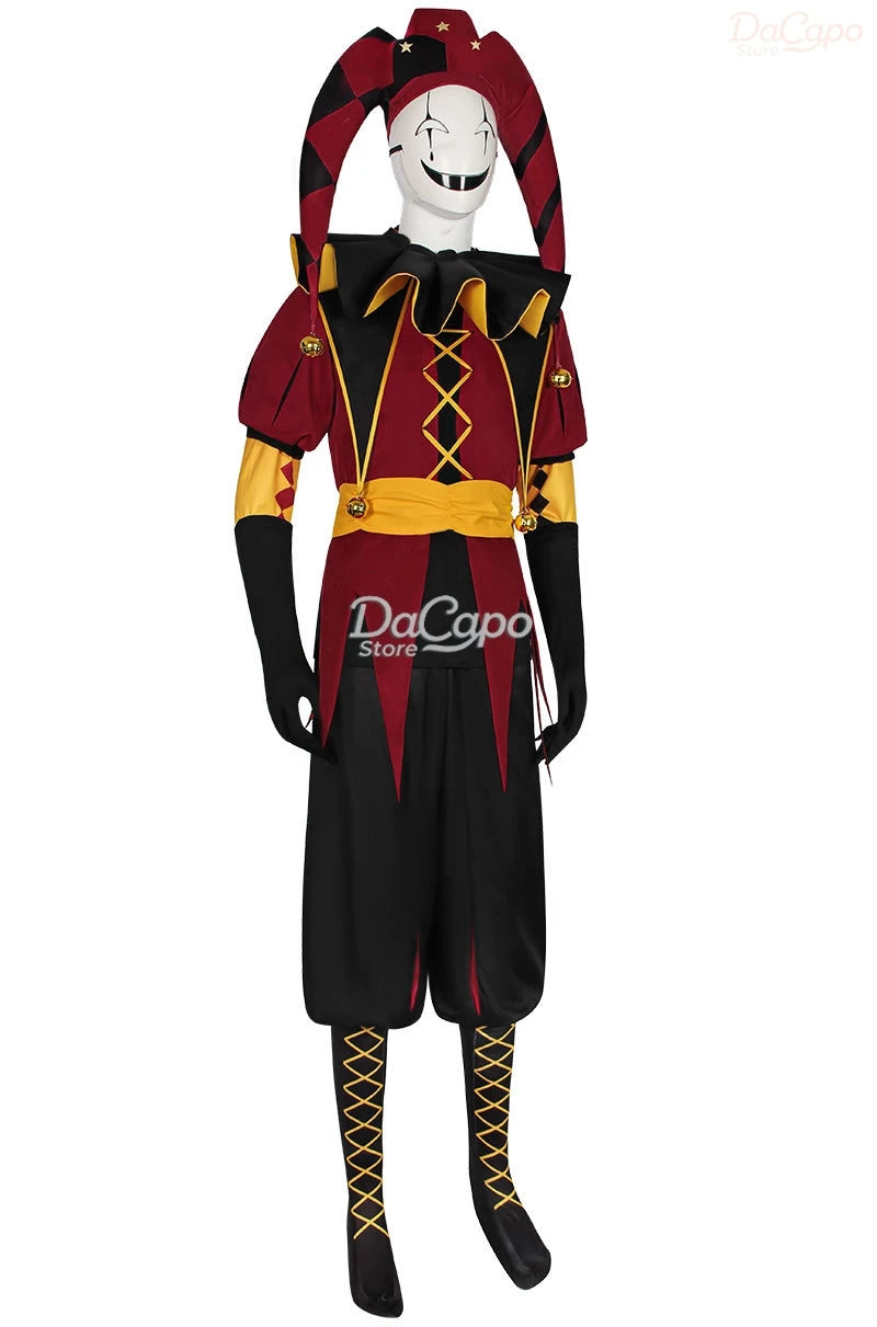 Freak Circus Pierrot Costume Clown Outfit Costume Game Halloween Horror Men's Cosplay - COSTUME / XXL