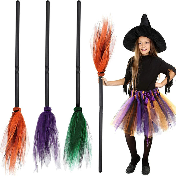 Halloween Witch Wizard Cosplay Props Black Magic Hats Flying Broomstick Decorations Halloween Party - product image 1