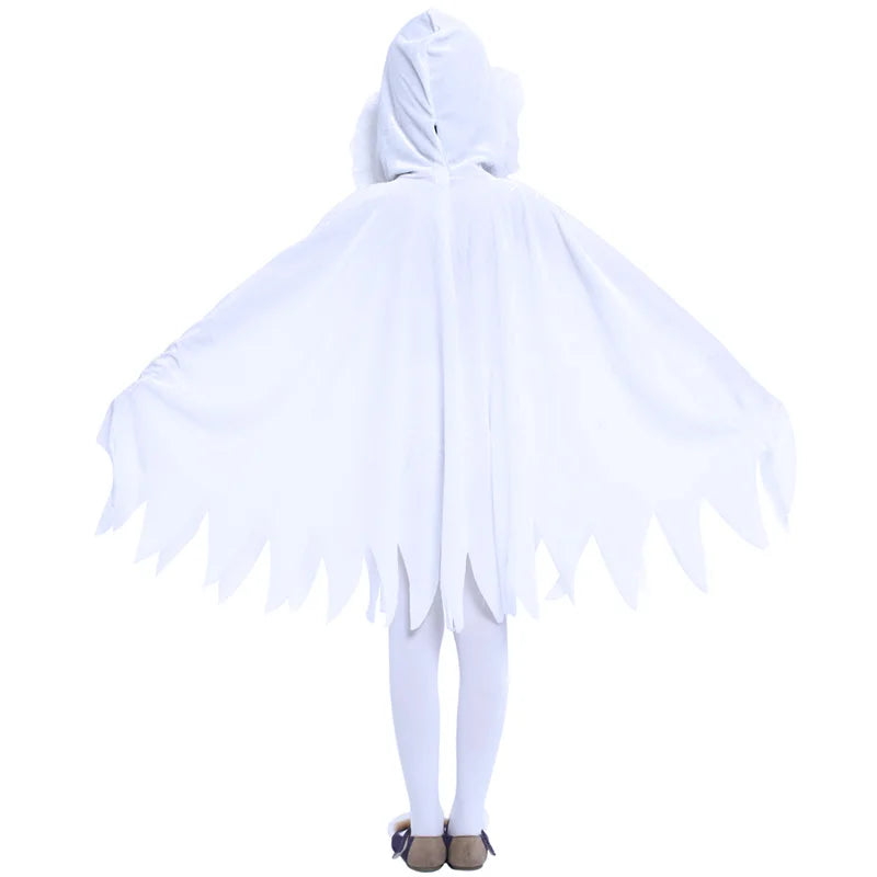Child Boy Girl Cute White Ghost Demon Glow In The Dark Cape Costume Kids Fancy Dress
