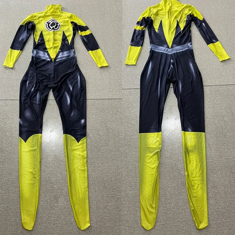 Men's Superhero Yellow Lantern Bodysuit Zentai Jumpsuit W Costume - alternate view 2