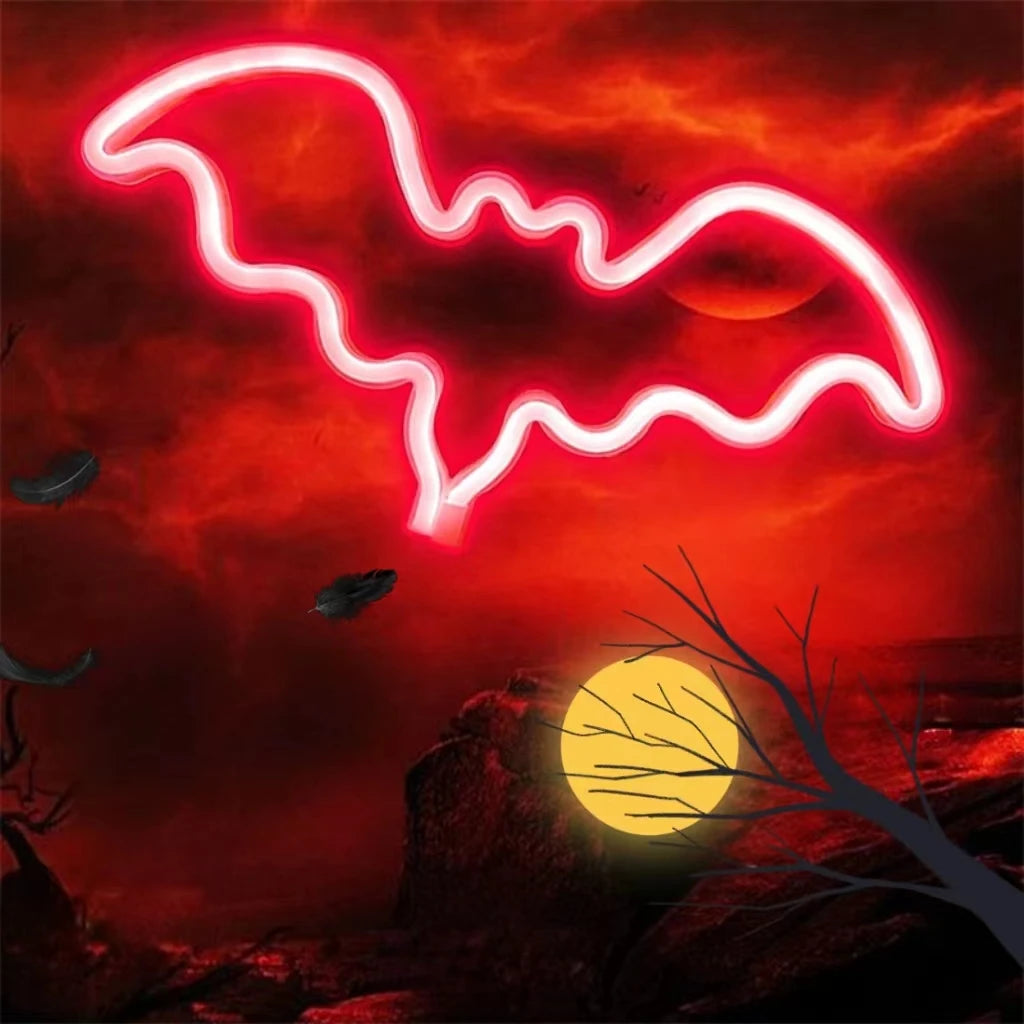 Halloween Bat Spirit LED Neon Wall Decor for Party Gift - Terrifying Atmosphere - USB or Battery Powered - product image 10