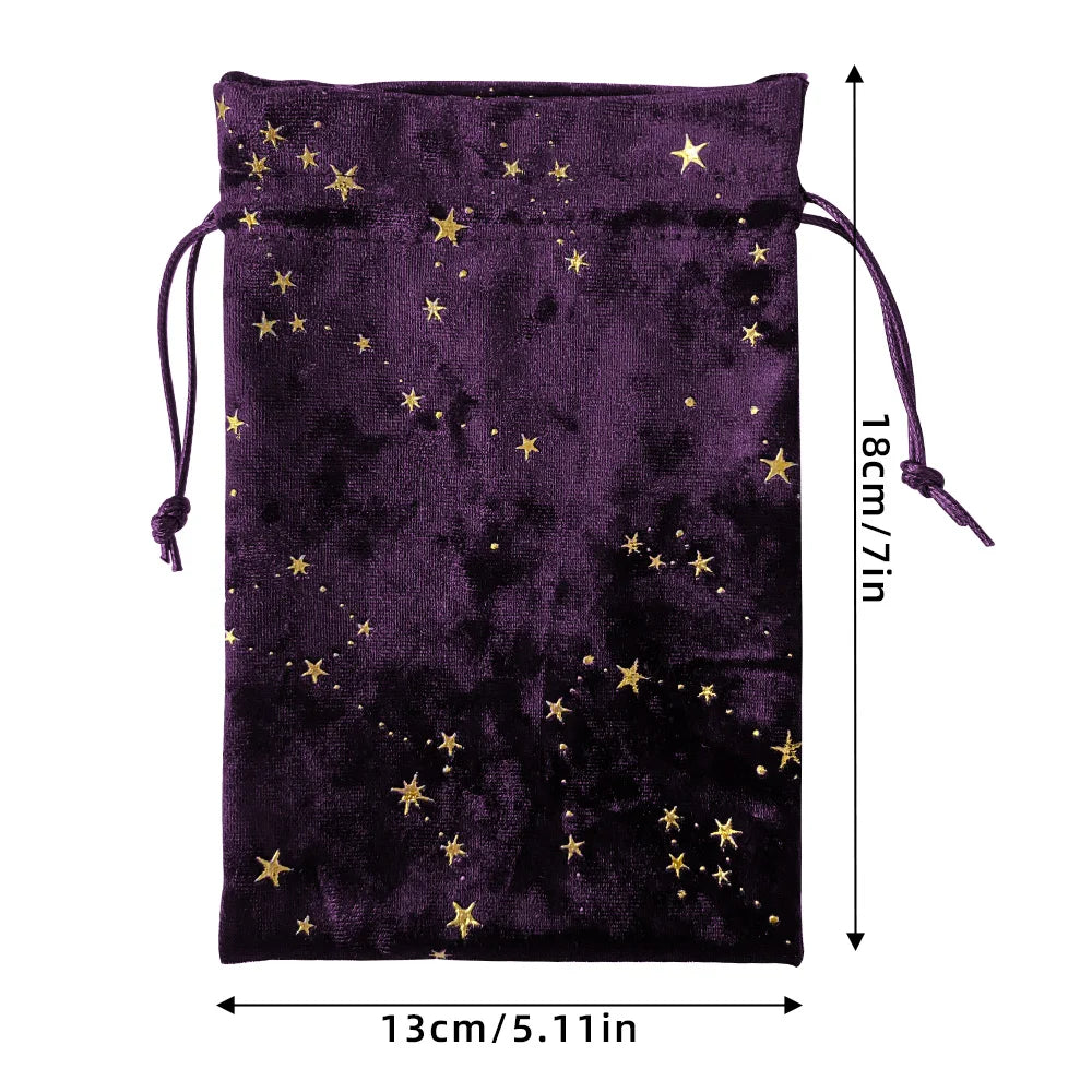 Star Print Velvet Tarot & Oracle Card Pouch