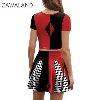 Movie Clown Harry Q Outfit Red Black Crop Top Costume - alternate view 5