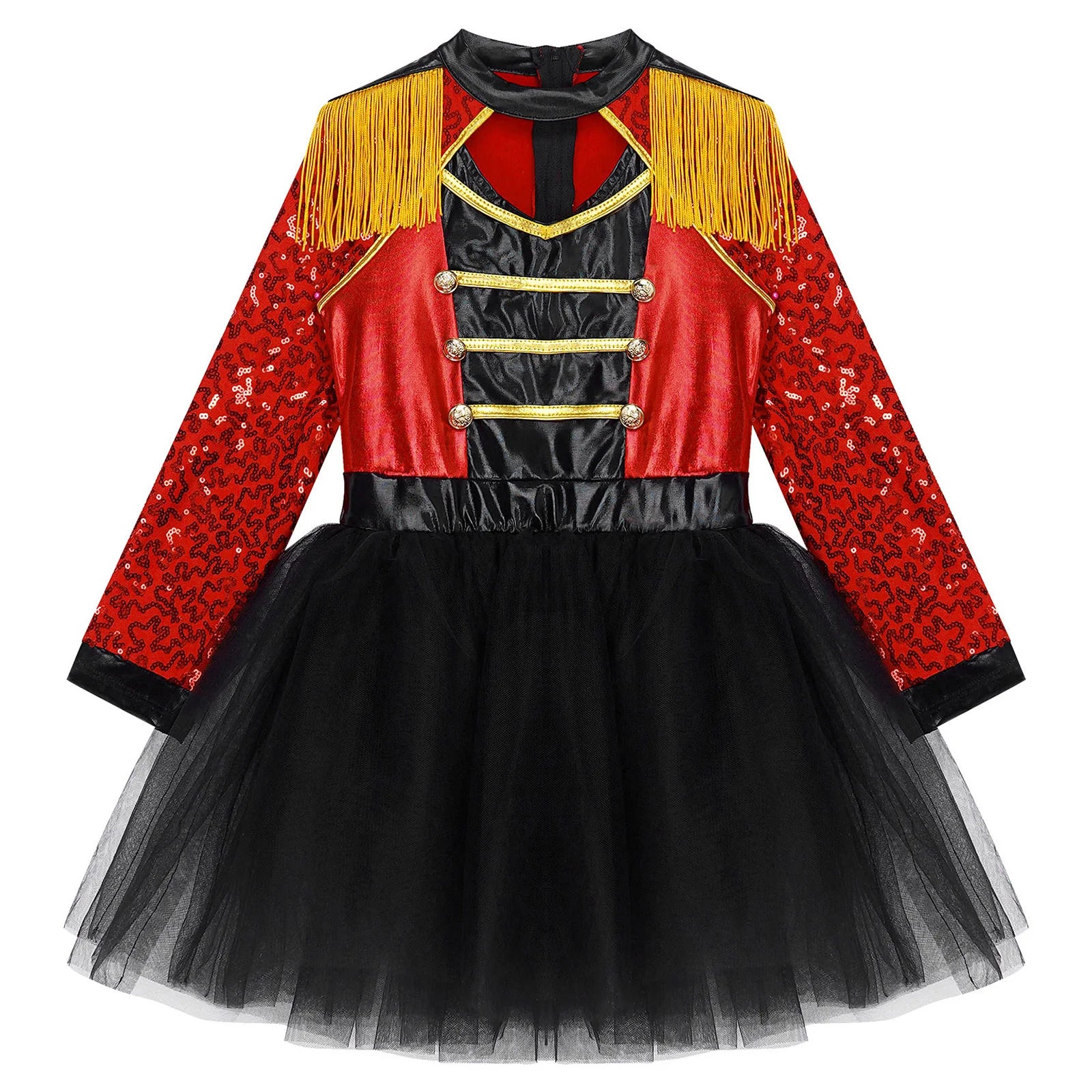 Kids' Teens Girls Magician Circus Clothes Long Sleeve Tutu Dress with Mini Costume - alternate view 4