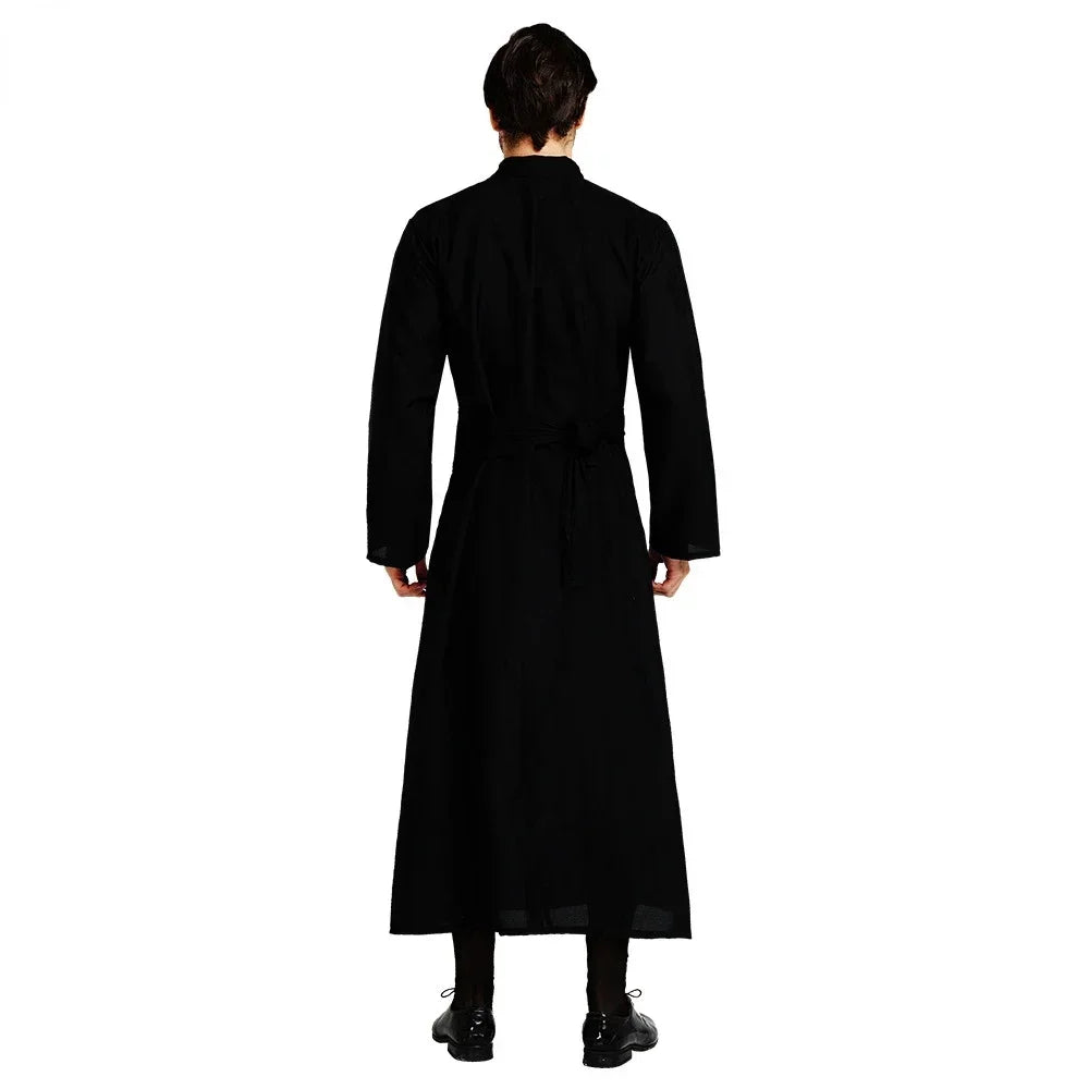 Men's Black Priest Traditional Robe Christmas Costume - alternate view 4