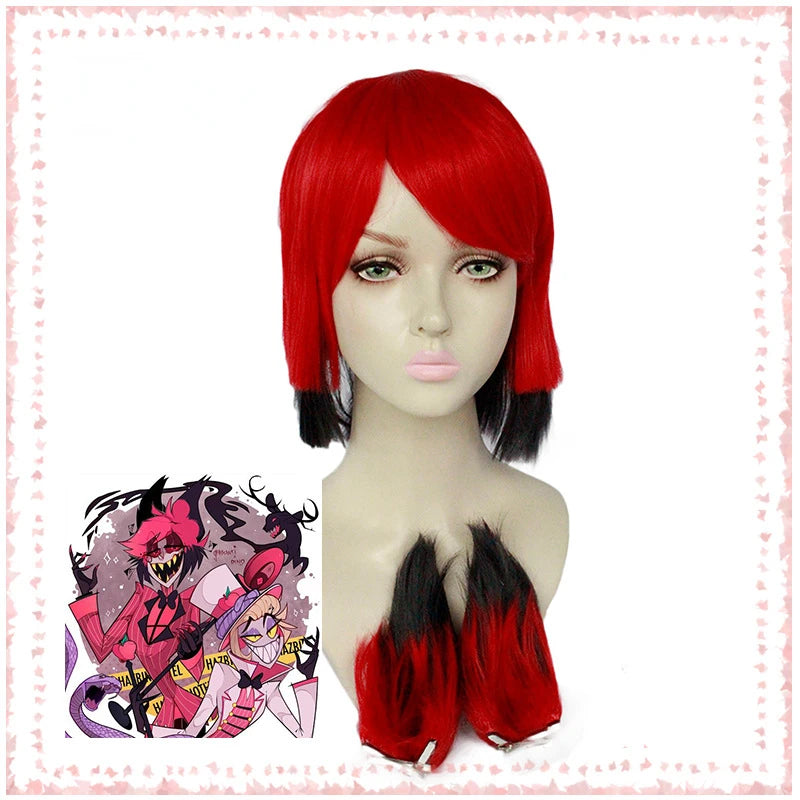 Hazbin Costume Hotel Uniform ALASTOR Costume Adult Men Halloween Jacket Pants Costumes Red - wig / XXXL