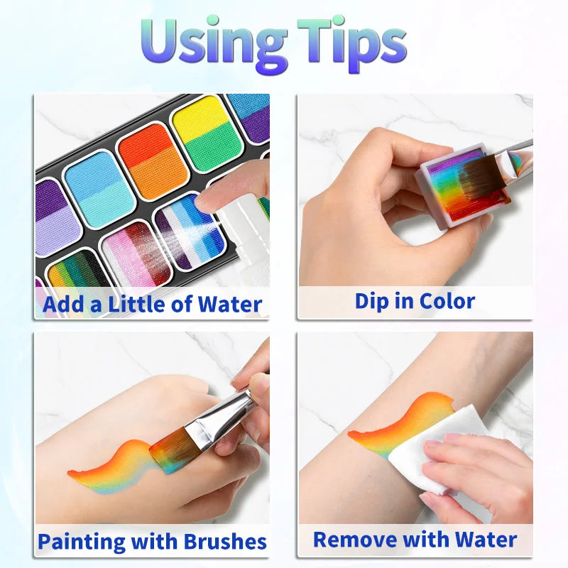 42 Color Face Painting Kit for Adults Water Activated Paint - Halloween Makeup - product image 6