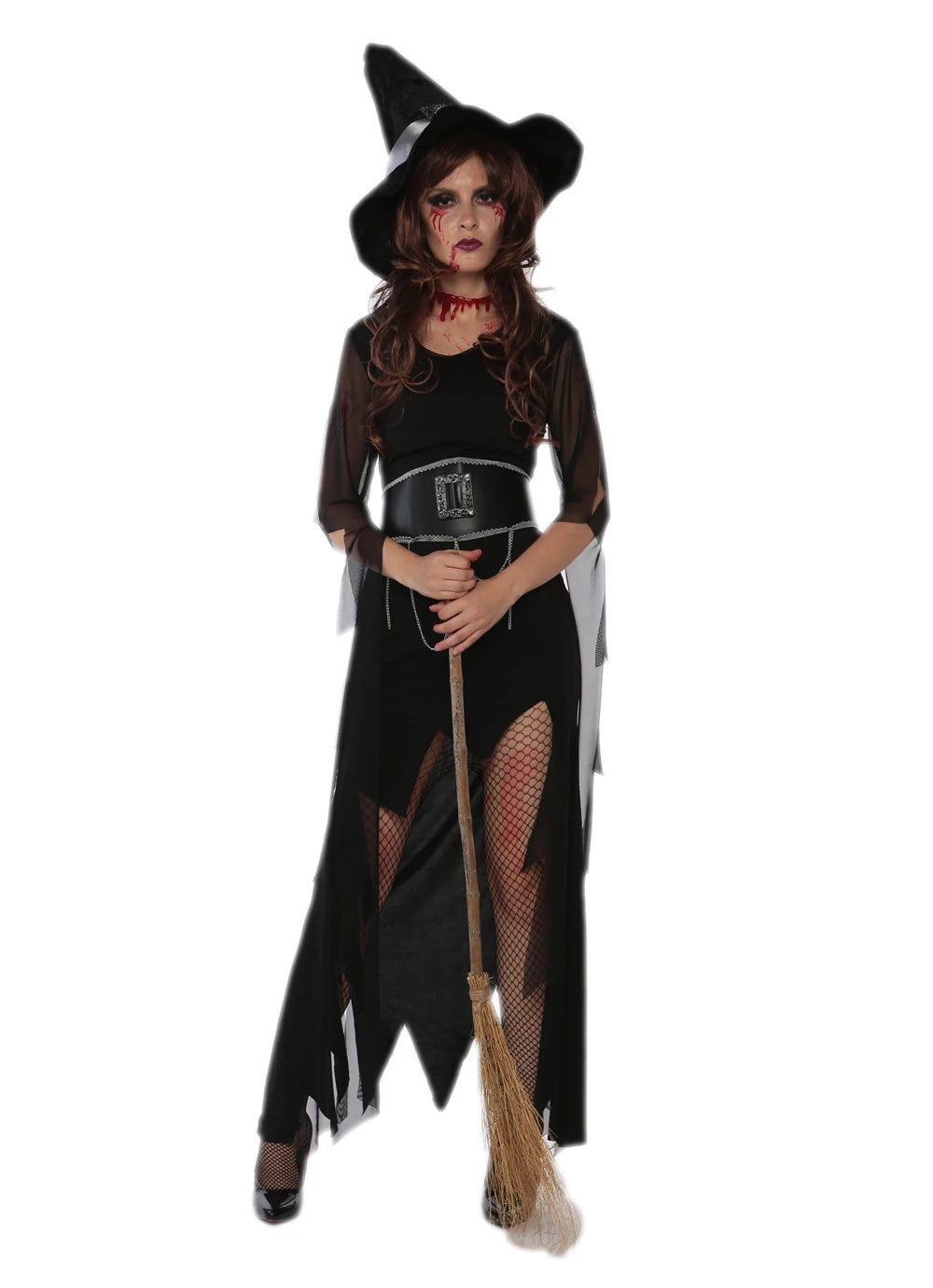 Women's Black Mesh Witch Costume – Gothic Halloween Dress