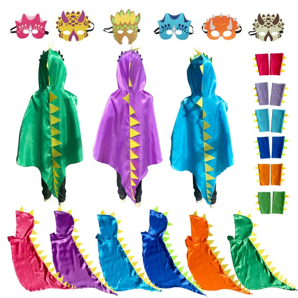 Boys Girls Dinosaur Cape Dragon Hooded Cloak for Kids Halloween Costume Christmas Fancy Cape Mask Cosplay - product image 1