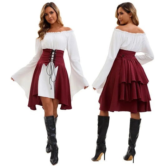 Women's Victorian Gothic Steampunk Pirate Halloween Costume Set