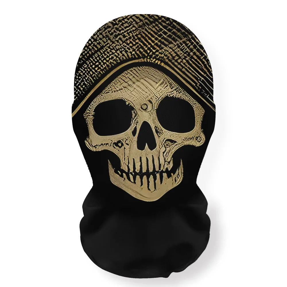 Halloween Skeleton Mask Elastic Mesh Hood Scary Costume Prop Breathable Face Cover Hood - 07