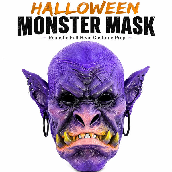 Halloween Monster Full Head Mask, Realistic Foam Goblin Orc Costume Headgear for Adult Cosplay Party - product image 1