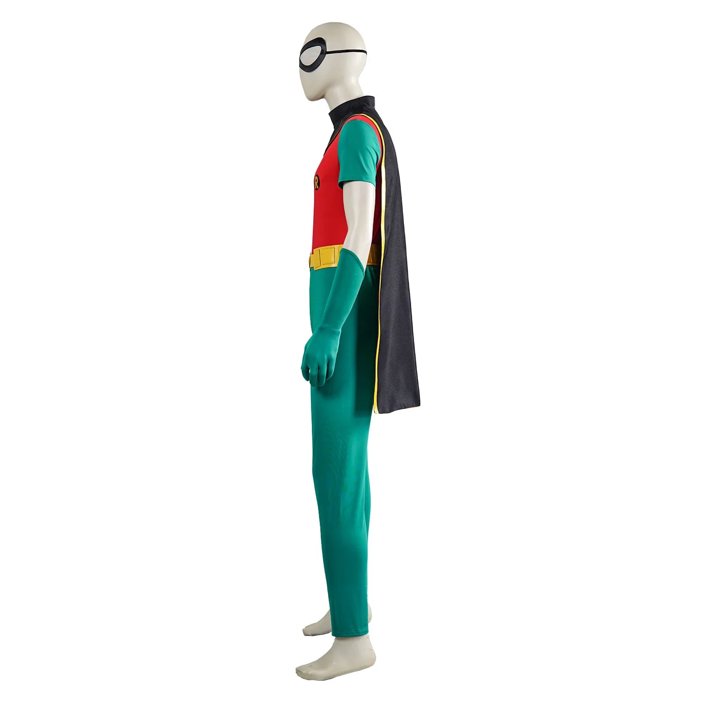 Men Superhero Robin Costume for Halloween Movie Full Set Tight Jumpsuit with Mask for Male - green / L