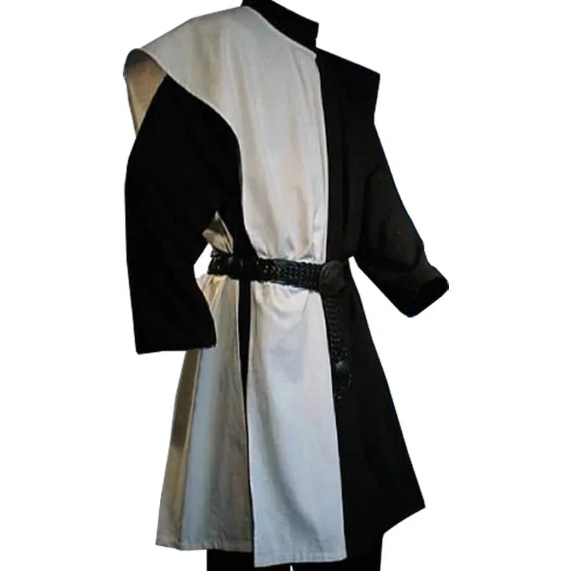 Medieval Costume Men's Larp Warriors Knight Costume Tunic Vest Gown Shirt Tabard Coat - Army Green / S