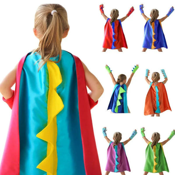 Kids Dinosaur Costume Cape with Gloves Jurassic Cosplay Dress Up Set for Boys Girls Halloween Party Pretend - product image 1