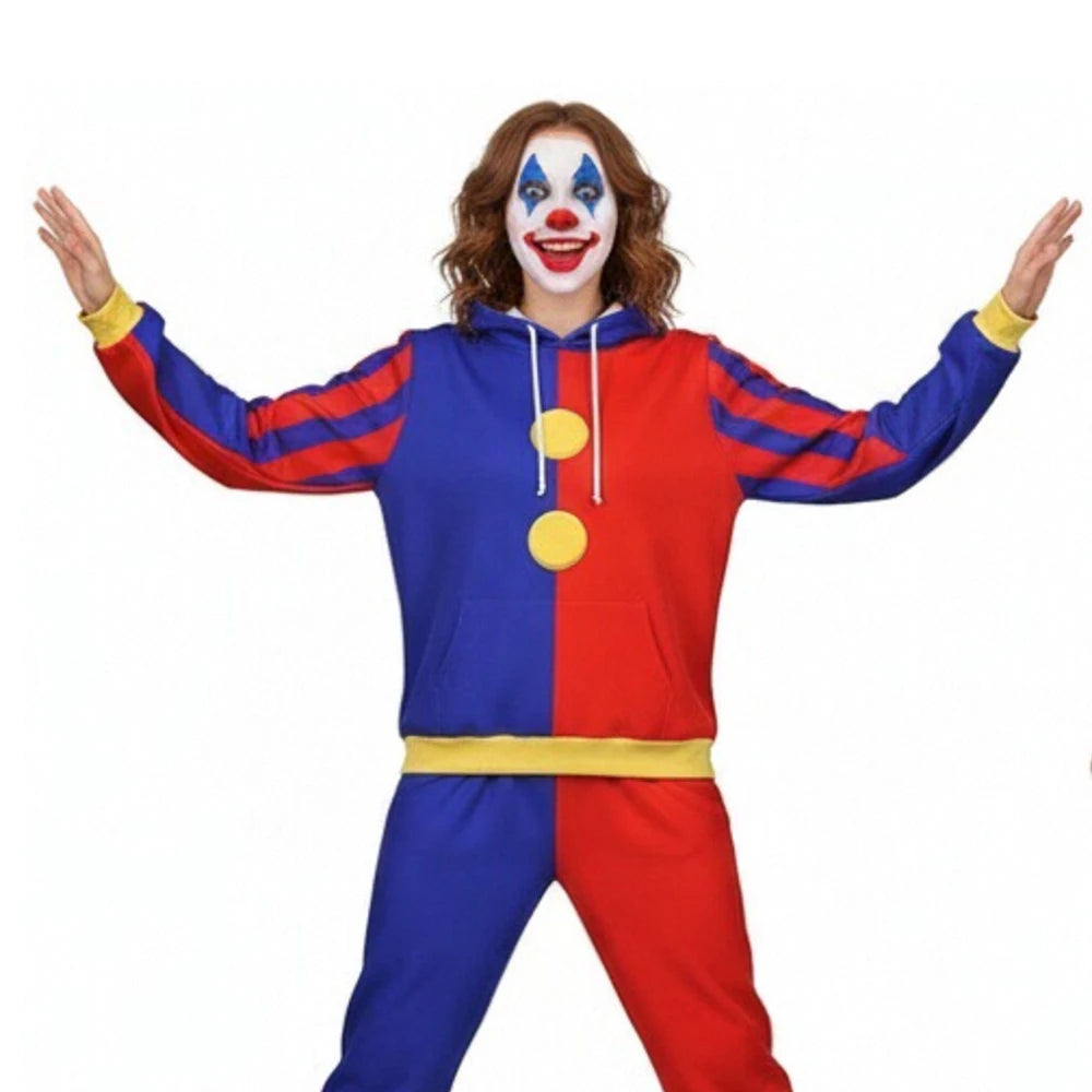 Women's Pomni Cosplay Costume Men Pomni Hoodie Cartoon Character Clowns Pullover Sweatshirt Halloween - product image 3
